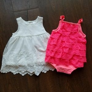 Lacy 0-3M Outfits Dress and Romper Tank White Pink